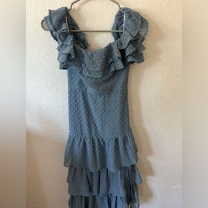 Dusty Blue Tiered Dress